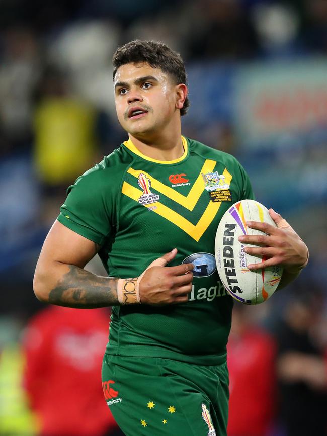 Latrell Mitchell could not force his way into the team of teh tournament. Picture: Alex Livesey/Getty Images for RLWC