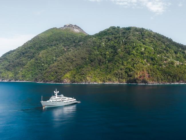 EMBARGO FOR TWAM, 15 FEBRUARY 2025. FEE MAY APPLY. Aqua Blu Yacht. Seven day Spice Islands and Coral Triangle cruise with Aqua Expeditions. Photo: Supplied