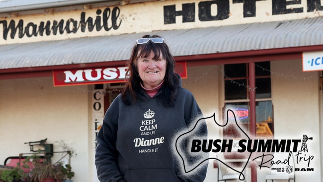 Di Highet runs the isolated Mannahill Hotel on the Barrier Highway. Picture: Toby Zerna