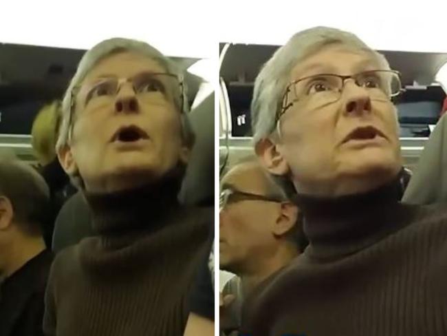 A female passenger was removed from her flight home after furiously unleashing on her Trump-supporting seatmate, following the President-elect’s election victory. Picture: X