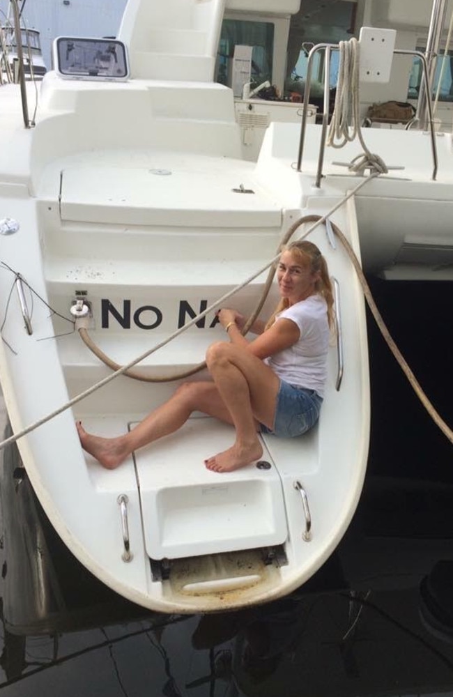 Yvette Nikolic on board the newly purchased catamaran they renamed Shenanigans. Picture: Facebook