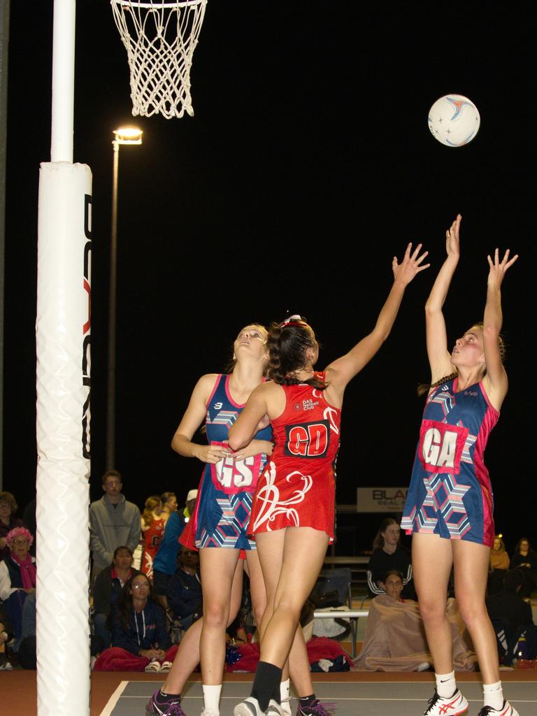 Ash Turton DAS player keeps Katelyn Masters from Storm under pressure in the 2021 Mackay Netball Association seniors grand final. September 4th, 2021 Picture: Marty Strecker