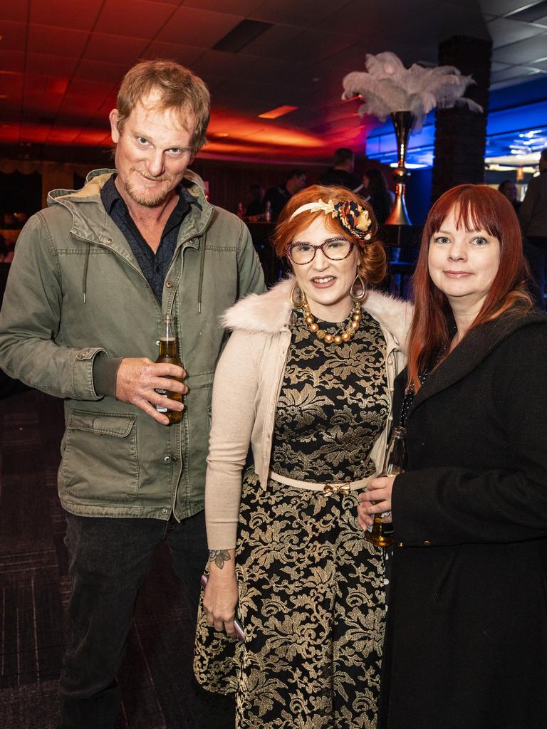 At Lok and Kee presents Sideshow Femmes are (from left) Brad Cook, Angie Cook and Melanie Bradshaw at The Powerhouse, Saturday, July 30, 2022. Picture: Kevin Farmer