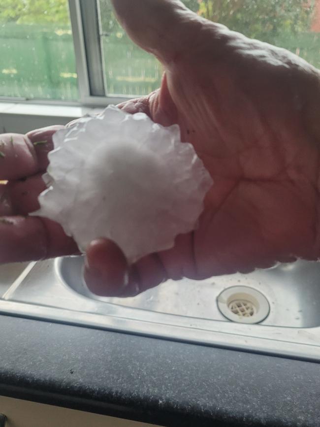 Giant, baseball-sized hailstones have reportedly fallen at Stanthorpe Wednesday afternoon in a severe storm. Picture: Linda Lennon