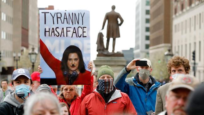 A rally organised by Michigan United for Liberty to protest the coronavirus pandemic stay-at-home orders in Lansing, Michigan. Picture: AFP