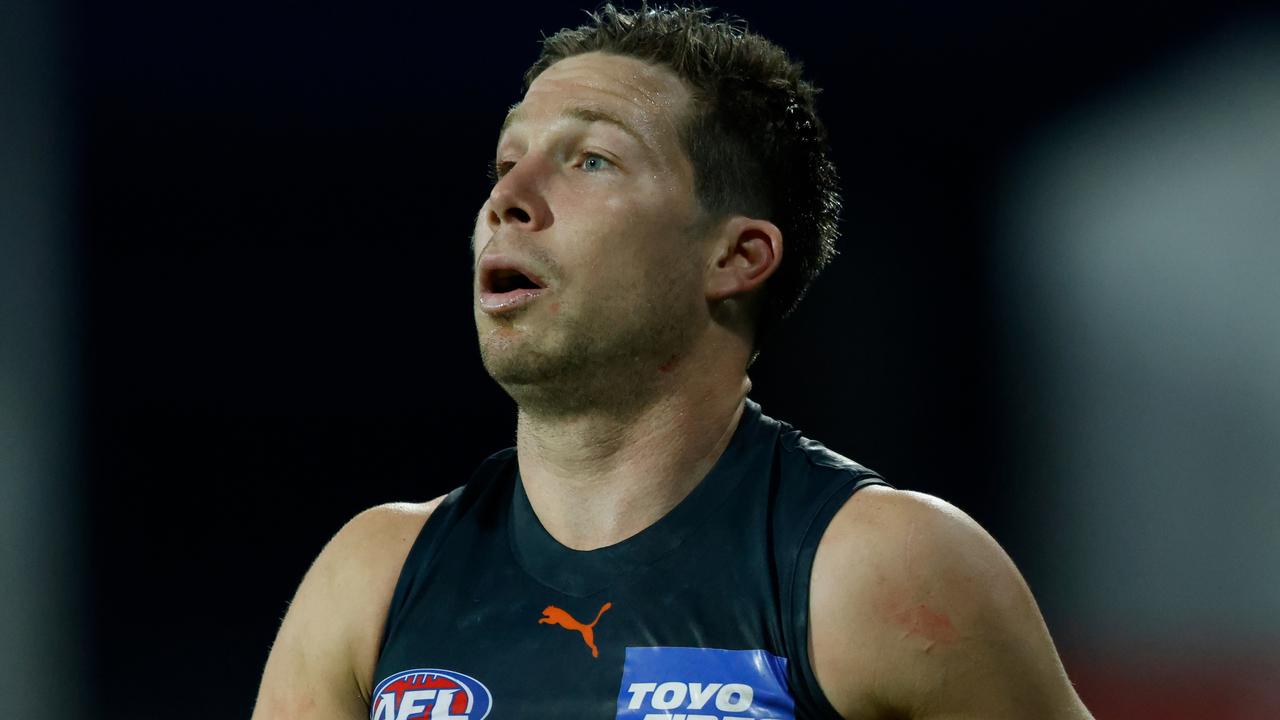 Giants star Toby Greene was handed a three-match ban for making comntact with an umpire (Photo by Rob Blakers/Getty Images)