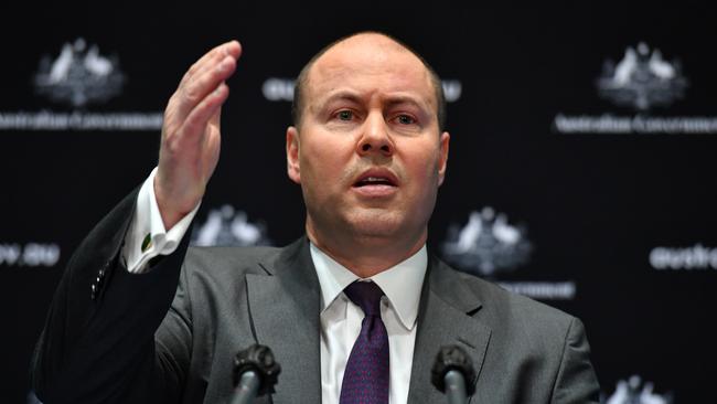 Treasurer Josh Frydenberg delivers the economic update on Thursday. Picture: Getty