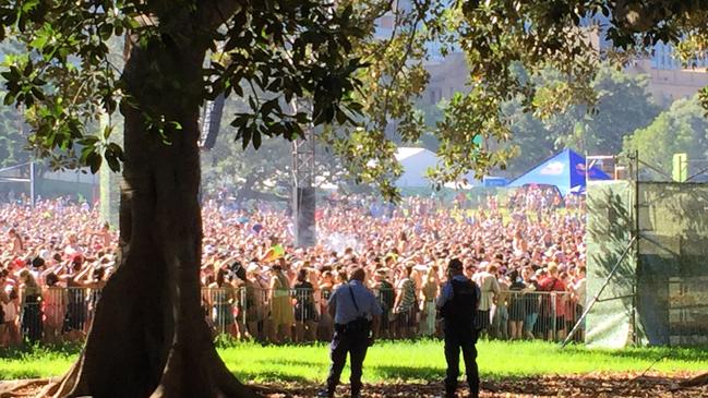 A picture from inside the grounds of the 2019 Field Day music festival held in The Domain  on New Year’s Day. Picture: Derrick Krusche