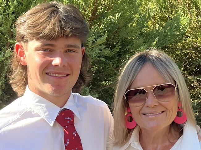 Rebecca Whitfield-Baker with her youngest son Harry, 17, ahead of his year12 formal earlier this year (2024). PIcture: supplied