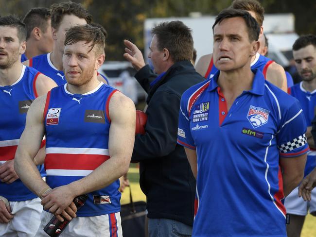 South Croydon players after losing the EFL Div 1 Grand final between Vermont and South Croydon in Bayswater, Saturday, Sept. 22, 2018. Picture:Andy Brownbill