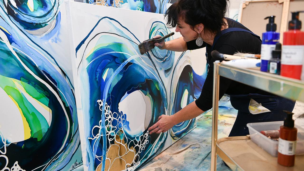 Artist Lara Scolari sells her own work and buys that of other artists. Pictures: Nicole Anderson