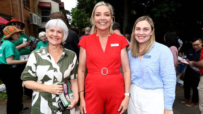 Candidates for Ryan Elizabeth Watson-Brown (the Greens), Rebecca Hack (Labor) and Maggie Forrest (the Liberal National Party) before the May 3 election. Picture: David Clark