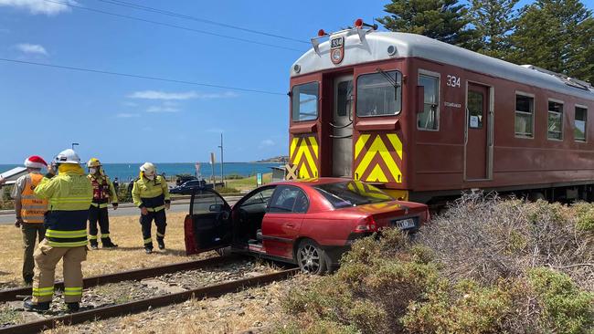 A cockle train collided with a car Sunday, December 19, 2021. Picture: Ahhlifeskills