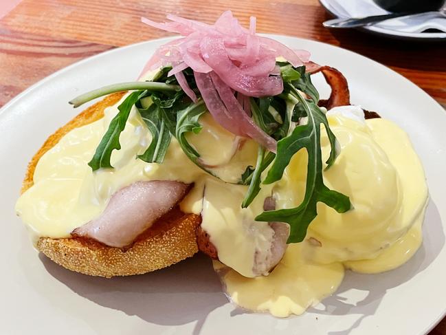 Sunday Brunch - Eggs and bacon Benedict at the Velo Precinct, Victoria Park. Picture: Dianne Mattsson