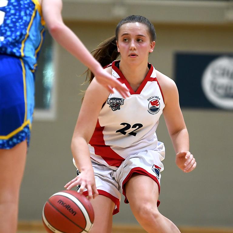 Hillcrest Christian College player Lilly Rotunno Girls final. St Margarets Mary's College vs Hillcrest Christian College. Finals for Qld Schools Basketball Championships. Sunday September 22, 2019. (AAP image, John Gass)