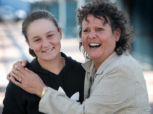 A young Ash Barty with tennis legend and mentor Evonne Goolagong Cawley.