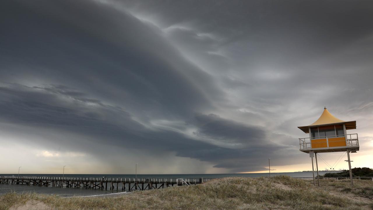 Storm clouds over Semaphore. Picture Dean Martin