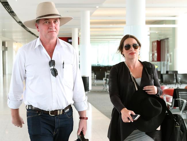 Barnaby Joyce and his former media adviser, now partner, Vikki Campion. Picture: Kym Smith