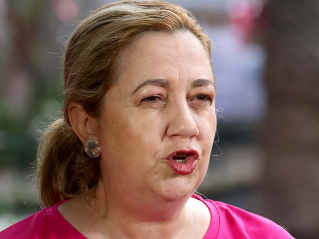 Annastacia Palaszczuk Premier of Queensland, speaks air a press conferance after the International Women's Day Fun Run, Southbank to City Botanic Gardens, 5 km course, Sunday 12th March 2023 - Photo Steve Pohlner