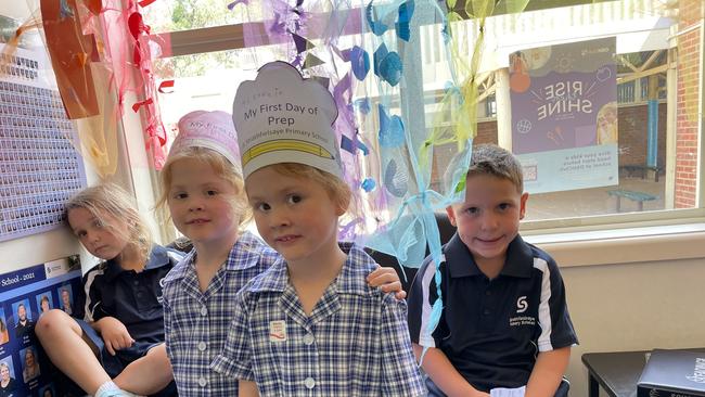 It was a tiring but fun first day of school for Aishah Durbidge, Riley Kennedy, McKenzie Kennedy and Ryder Durbidge who shared their first day of prep at Strathfieldsaye Primary School.