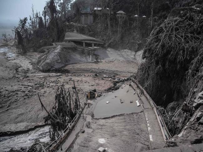 Villagers mistook the hot mud flow for floods. Picture: AFP