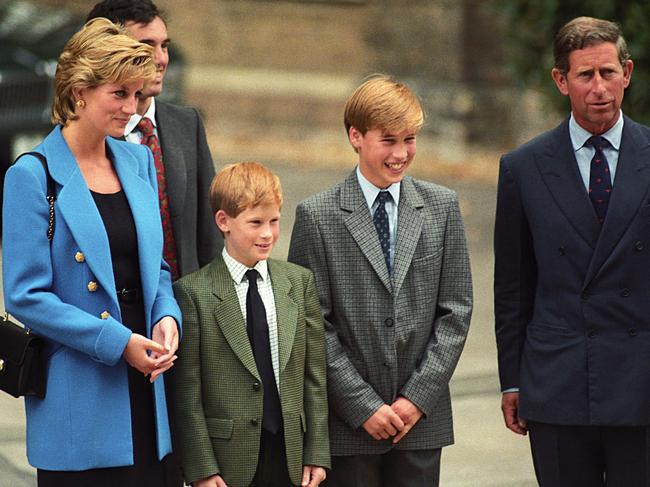 Prince William on his frist day at Eton with his parents and brother in September 1995. Picture WireImage