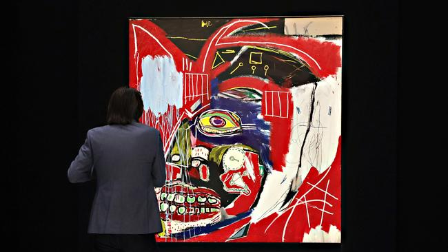 'In This Case' by Jean-Michel Basquiat on display during a preview of the upcoming 21st Century Evening Sale at Christie's on May 07, 2021 in New York City. (Photo by Cindy Ord/Getty Images)