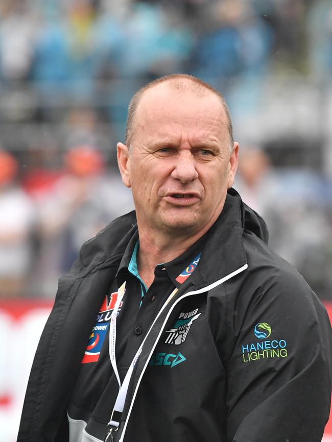 Ken Hinkley shows his frustration in Shanghai. Picture: AAP Image/David Mariuz