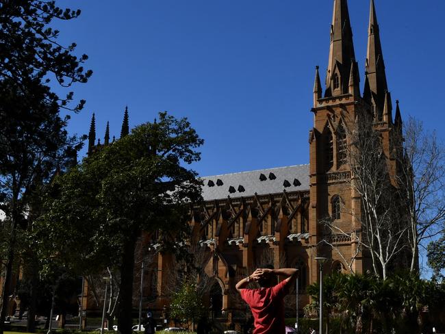 A general view of St Mary's Cathedral in Sydney, Wednesday, August 21, 2019. Cardinal George Pell's appeal has been dismissed by the Court of Appeal and he will remain in prison. (AAP Image/Joel Carrett) NO ARCHIVING