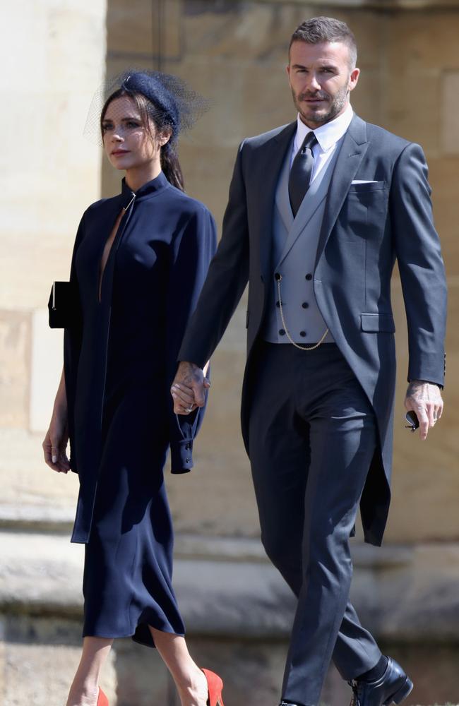 The couple looked sleek together arriving hand-in-hand to the wedding of Prince Harry and Meghan Markle at St George's Chapel, Windsor Castle in May, 2018. Picture: Getty