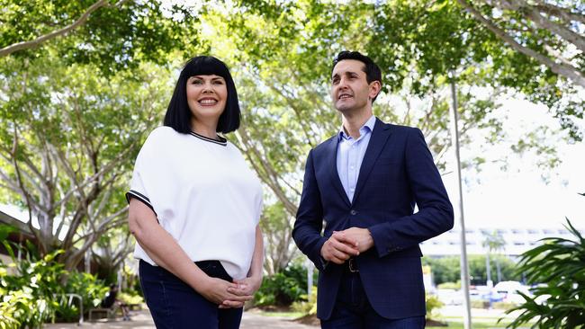 LNP candidate for the seat of Cairns Yolonde Entsch and Leader of the Opposition David Crisafulli. Picture: Brendan Radke