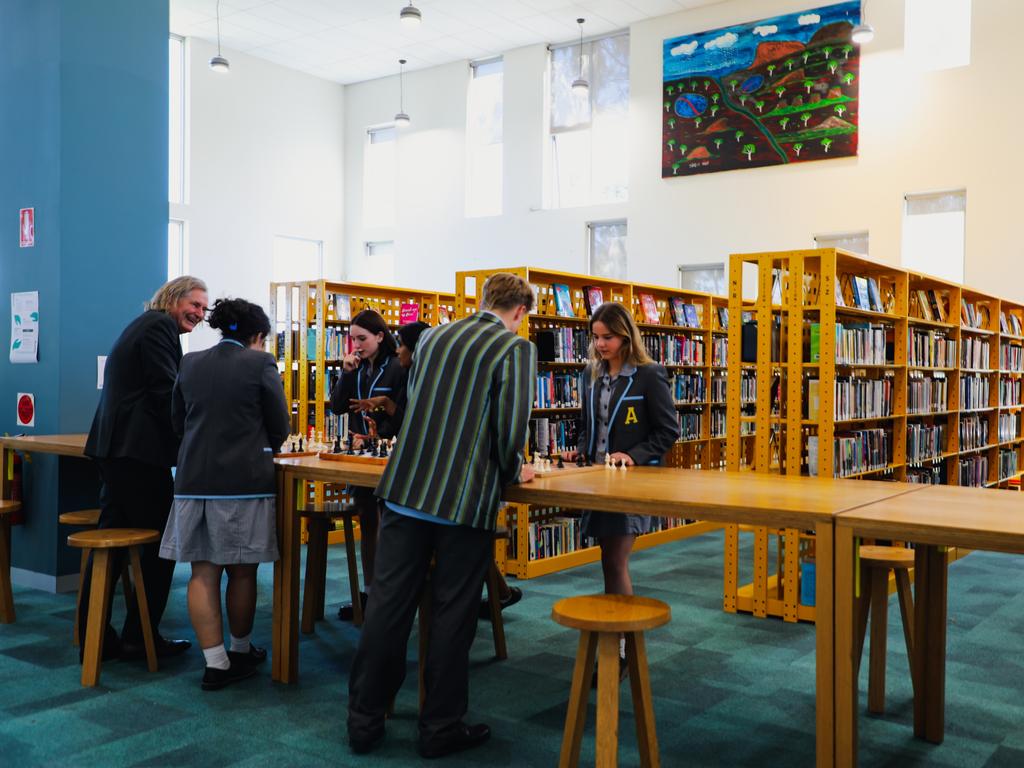 Students playing chess at Albert Park College.