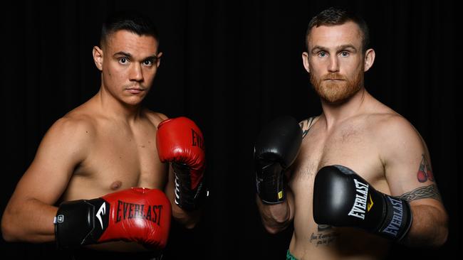 Tim Tszyu and Dennis Hogan will fight in Newcastle on Wednesday night. Picture: NCA NewsWire/Joel Carrett