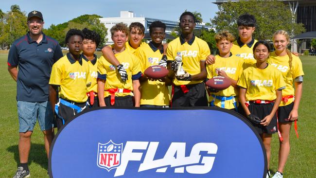 Darwin Middle School students selected for Team NT to go to the 2026 State Flag Football Championships on the Gold Coast, Queensland. Picture: Darcy Jennings