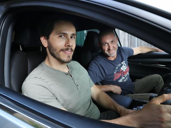 5/3/21: Learner driver, Adrian Masiello and driving instructor Henry Naser. Adrian Masiello, 35, is one of a rising number of mature learner drivers who has taken up driving lessons recently to increase his independence as a new father and to stop relying on rideshares during the pandemic. Across the board there has been an increase of new drivers enrolling in lessons of about 20 per cent after the pandemic resulted in an increased interest in driving. John Feder/The Australian.