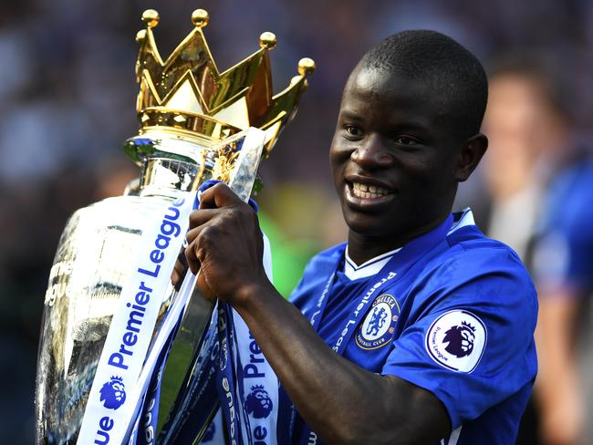 N'Golo Kante of Chelsea celebrates with the Premier League trophy in 2017. Picture: Shaun Botterill/Getty Images