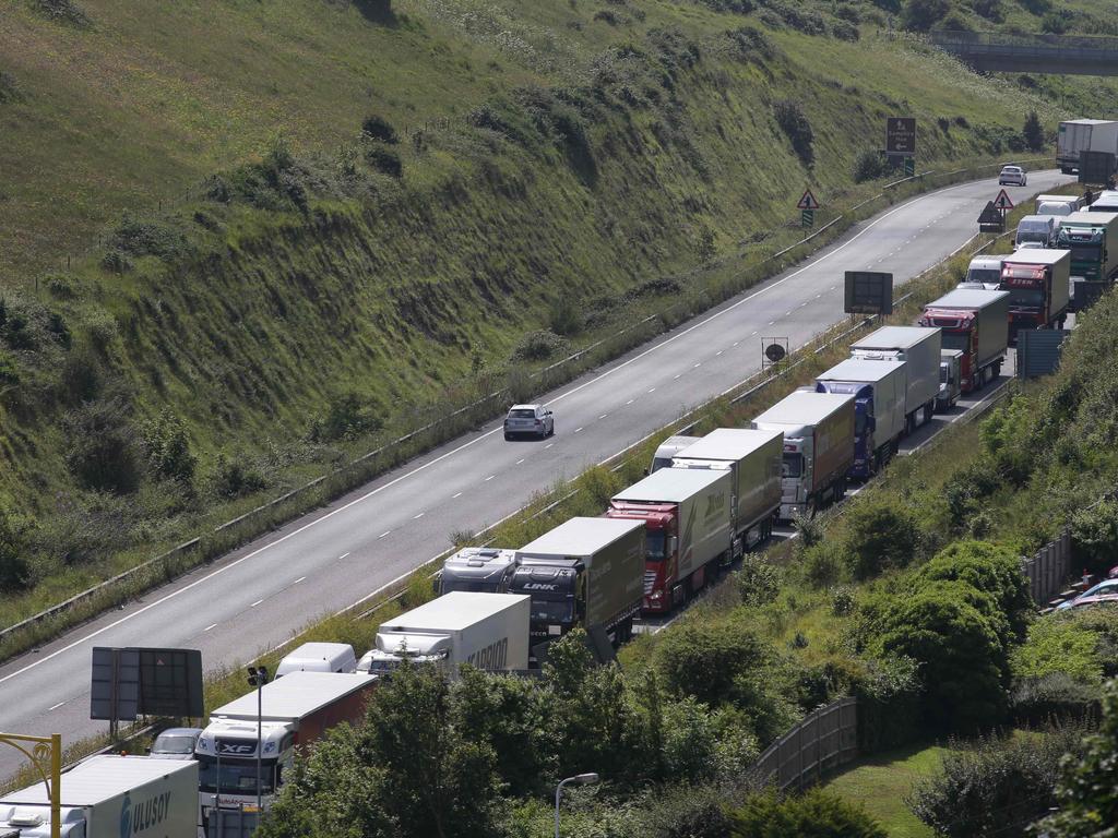 Border queues are expected at the main ports under a no deal Brexit as customs regulations will change overnight. Picture: Daniel LEAL-OLIVAS / AFP.