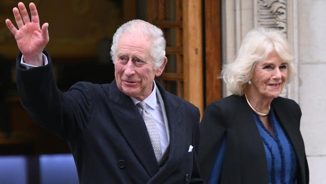 King Charles III with Queen Camilla leaves The London Clinic in London, England. Picture: Karwai Tang/WireImage