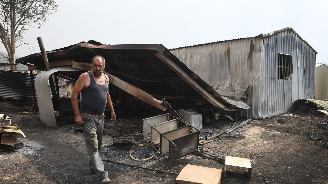 Kevin Watts at his property in Tabulam where fire ravaged the estate.