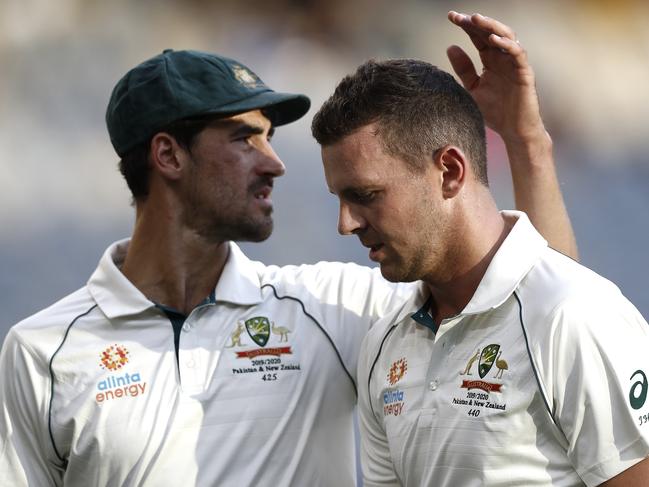 Mitchell Starc and Josh Hazlewood both appear to have dropped behind Scott Boland in the Ashes pecking order. Picture: Ryan Pierse/Getty Images