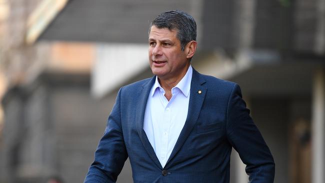 Former Victorian Premier Steve Bracks arrives to a press conference in Melbourne. Picture: AP Image/James Ross