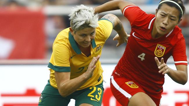 Michelley Heyman in action for the Matildas.