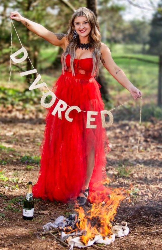 The mum-of-two documented the burning ceremony with a photo shoot. Picture: TikTok.