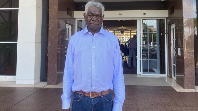 Gumatj clan member Djawa Yunupingu outside Darwin Supreme Court on October 24. Picture: Matt Cunningham