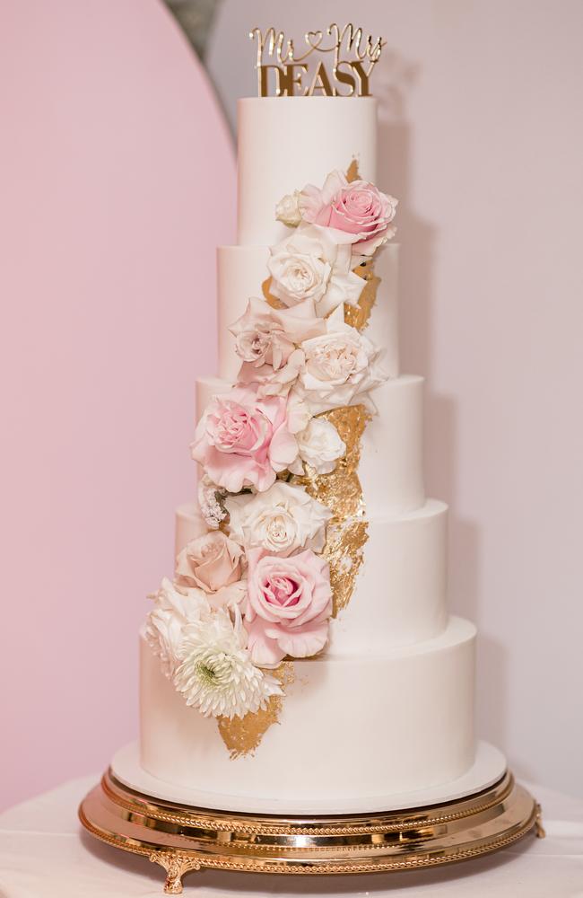 Bec Harvey and Andrew Deasy's wedding cake. Pictures: Evernew Studio