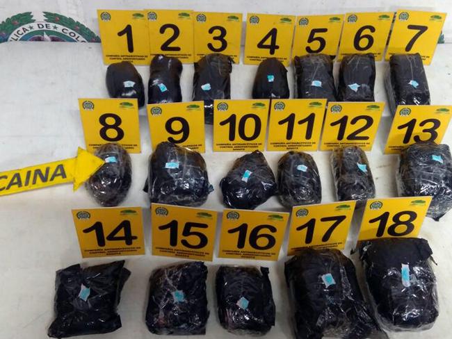 The bags of cocaine that were found in posession of Australian citizen Cassandra Sainsbury. Picture: AFP