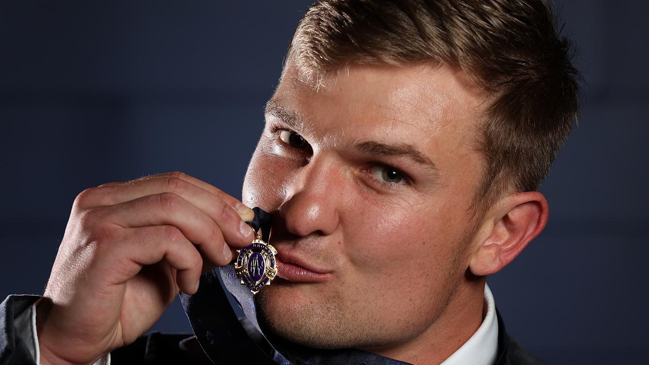 Port Adelaide star Ollie Wines with his 2021 Brownlow Medal. Picture: Getty Images