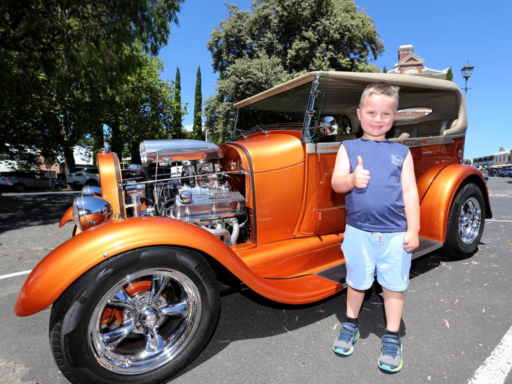 The annual Queenscliff Rod Run may have been called off this weekend, but rev heads still flocked to the town for an "unofficial" meet. Carter Taylor ,5, gives the thumbs up to a 1928 A model Ford. Picture: Mike Dugdale