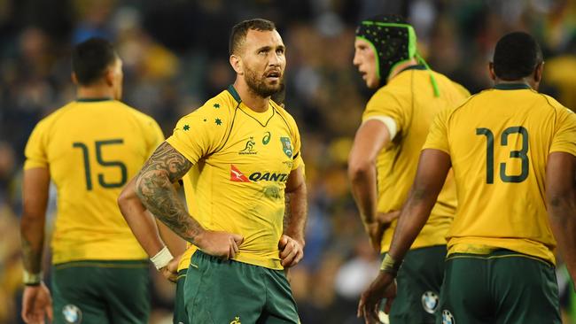 A dejected Quade Cooper of Australia after the 2017 loss to Scotland in Sydney.