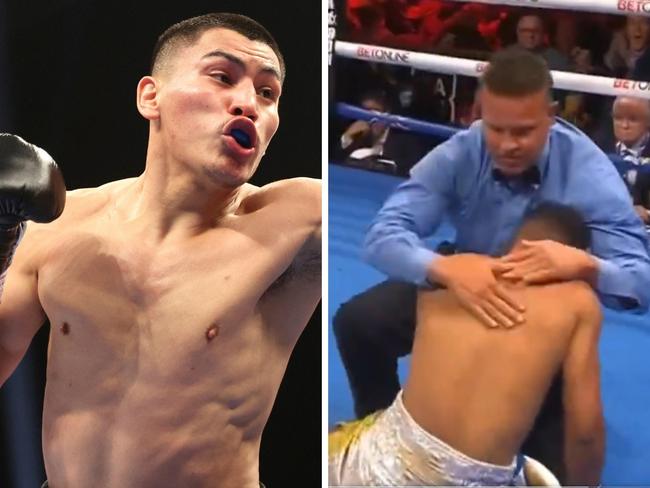 Vergil Ortiz destroyed Tomas Dulorme. Photo: Twitter, DAZN and Bet365.